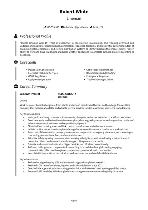 junction box resume|journeyman lineman resume.